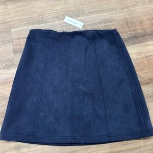 Francesca's Collections Dark Navy A-Line Suede Mini Skirt